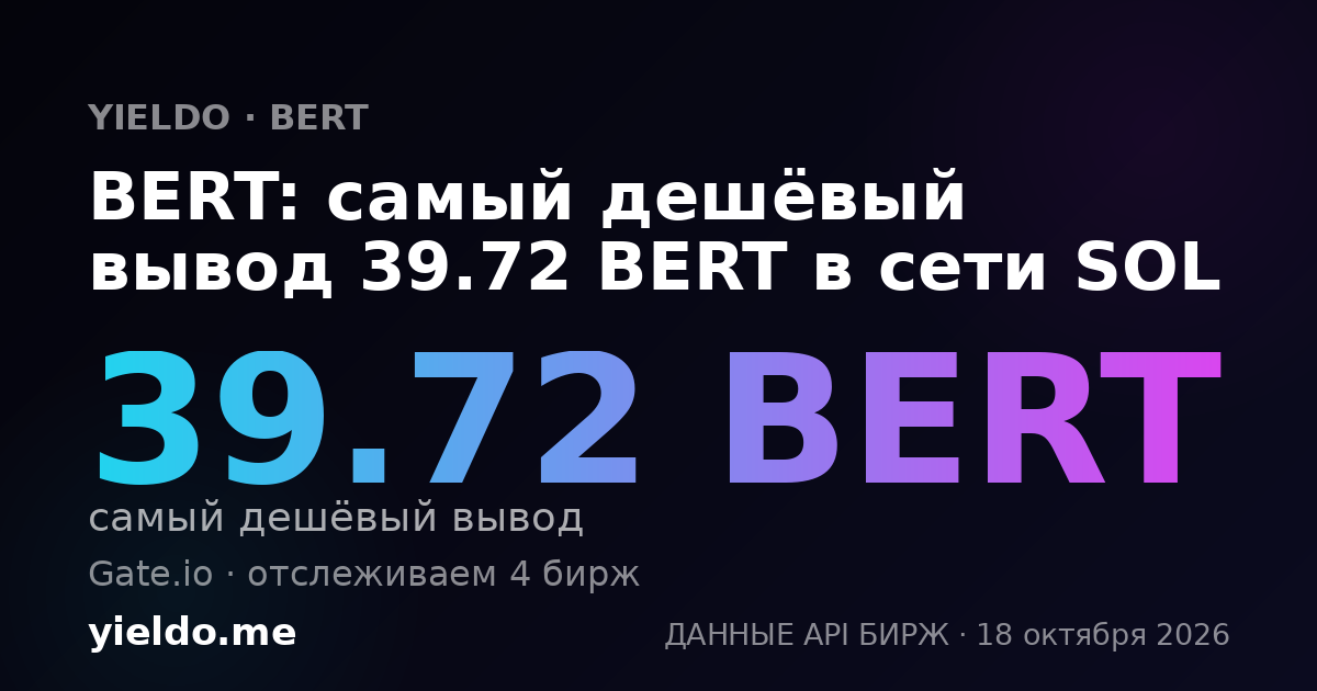 BERT: самый дешёвый вывод 39.72 BERT в сети SOL