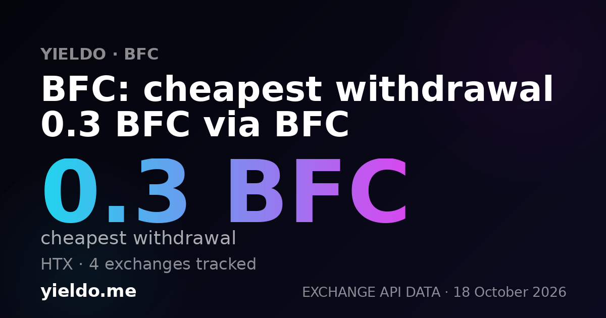 BFC: cheapest withdrawal 0.3 BFC via BFC