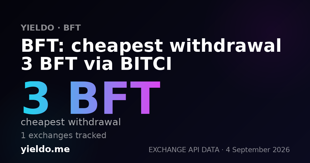 BFT: cheapest withdrawal 3 BFT via BITCI