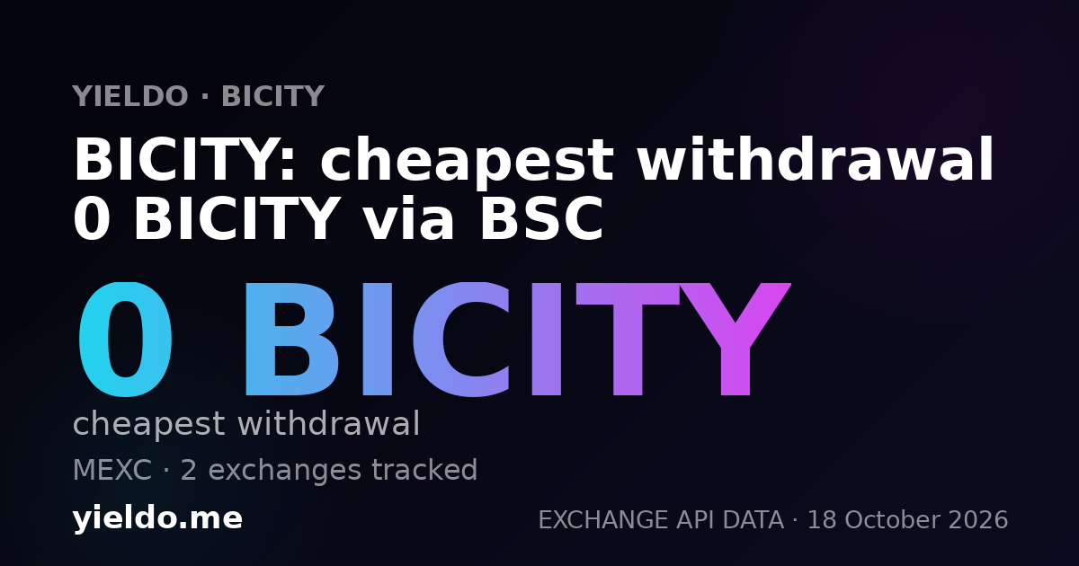 BICITY: cheapest withdrawal 0 BICITY via BSC