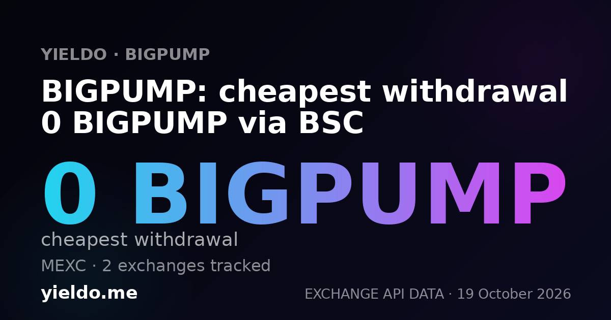 BIGPUMP: cheapest withdrawal 0 BIGPUMP via BSC