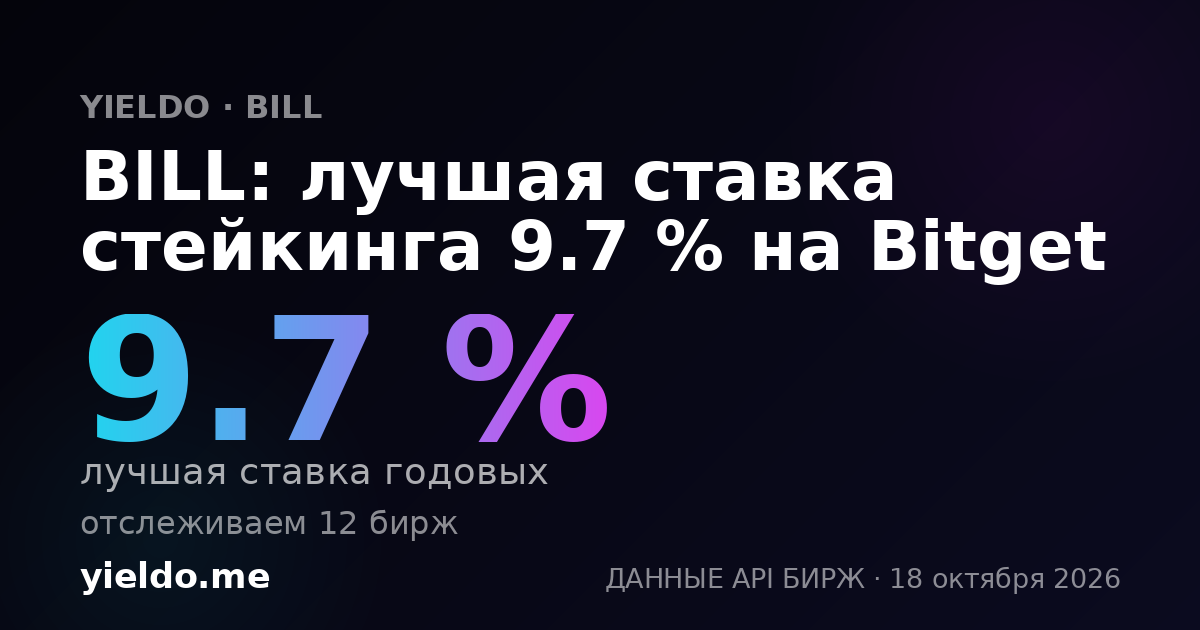 BILL: лучшая ставка стейкинга 9.6 % на Bitget