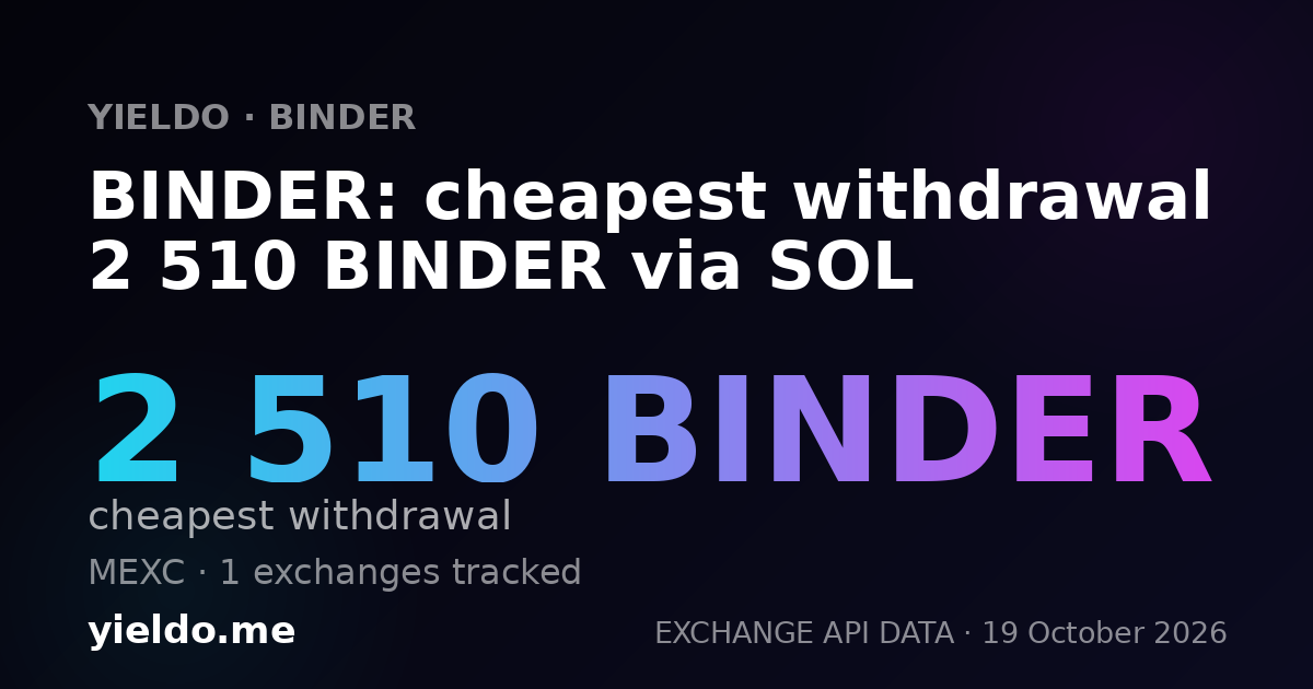 BINDER: cheapest withdrawal 2 510 BINDER via SOL