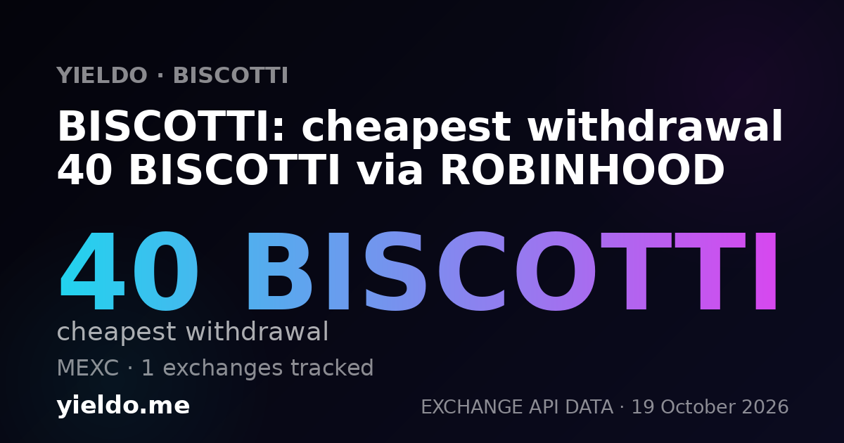 BISCOTTI: cheapest withdrawal 40 BISCOTTI via ROBINHOOD