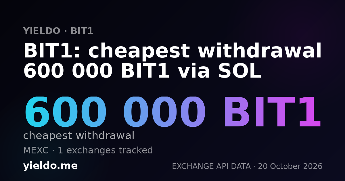 BIT1: cheapest withdrawal 600 000 BIT1 via SOL