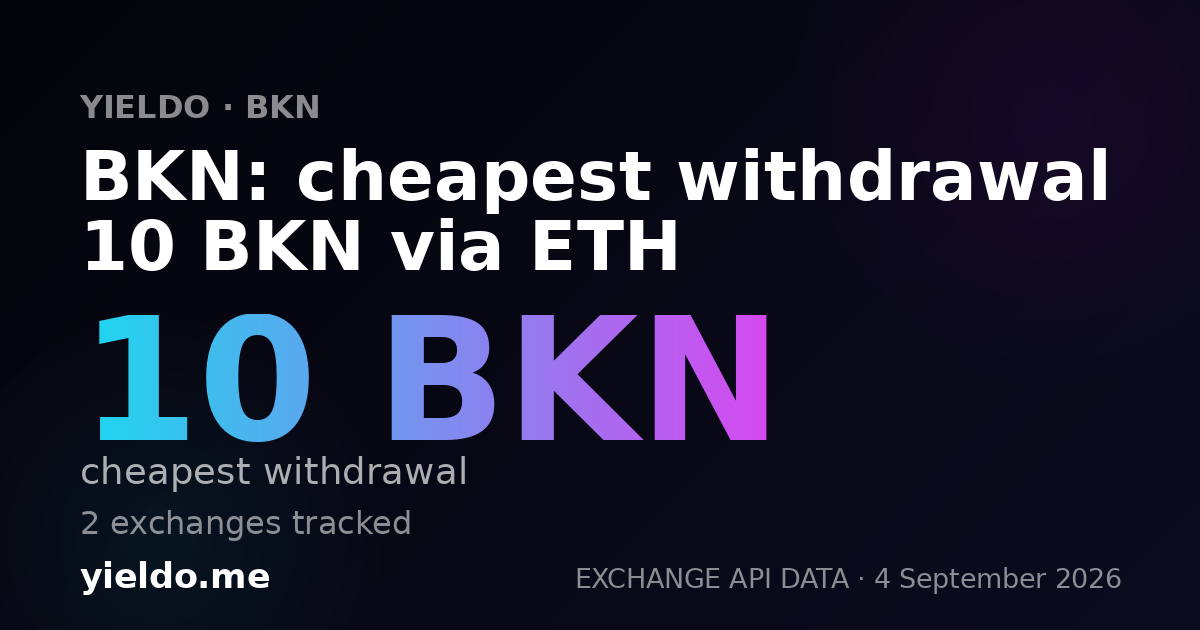 BKN: cheapest withdrawal 10 BKN via ETH