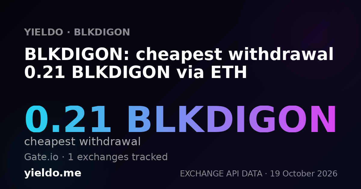 BLKDIGON: cheapest withdrawal 0.21 BLKDIGON via ETH