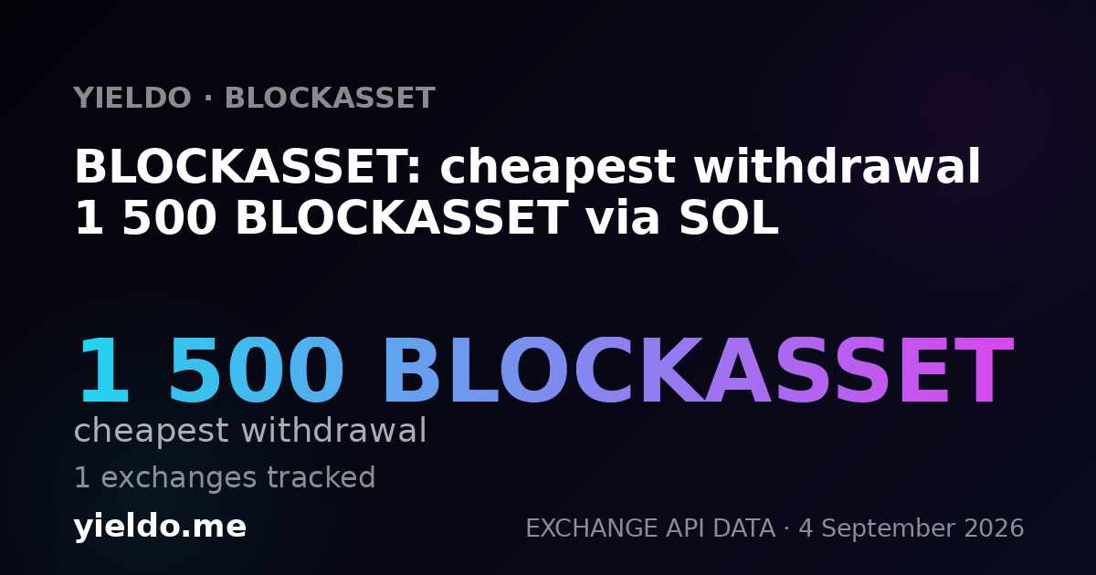 BLOCKASSET: cheapest withdrawal 1 500 BLOCKASSET via SOL
