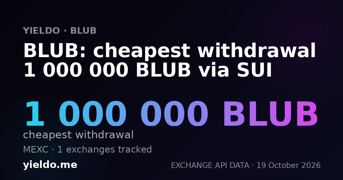 BLUB: cheapest withdrawal 1 000 000 BLUB via SUI
