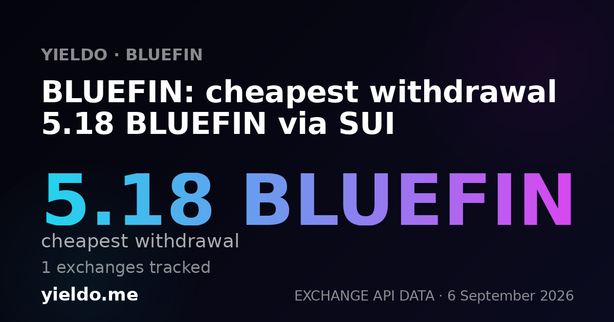 BLUEFIN: cheapest withdrawal 5.18 BLUEFIN via SUI