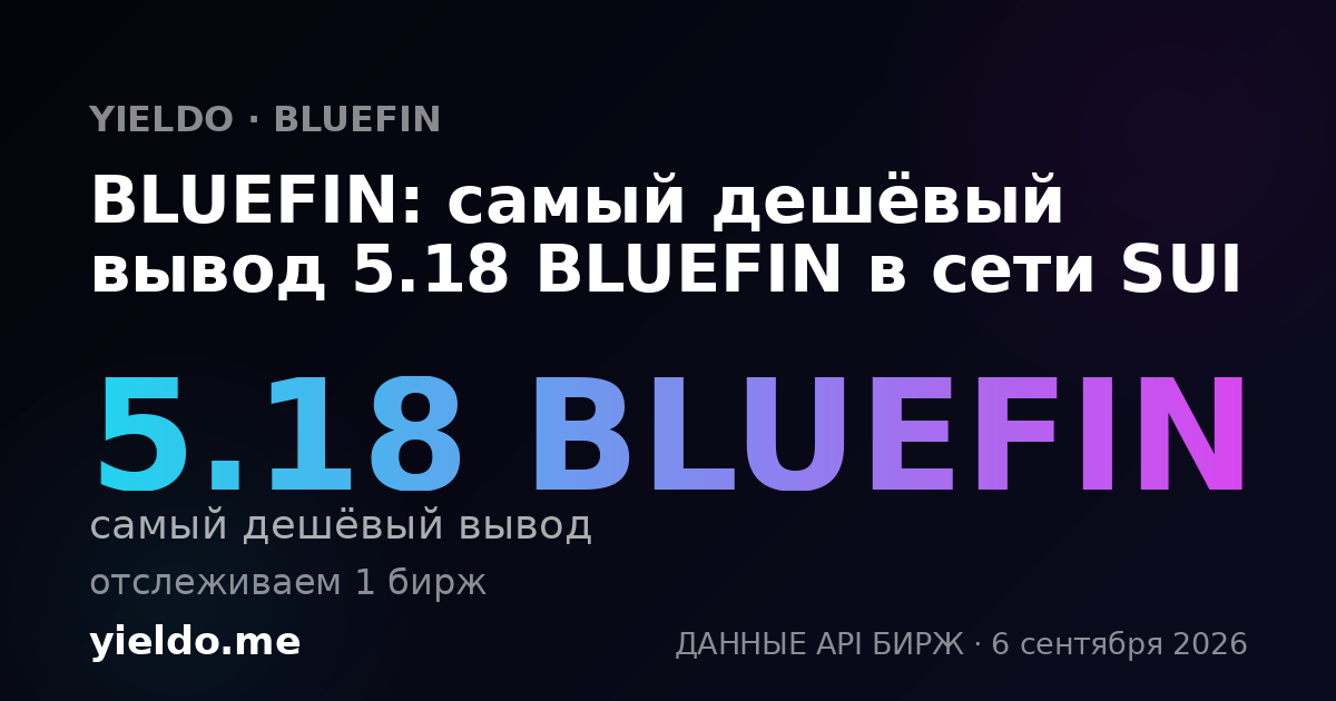 BLUEFIN: самый дешёвый вывод 5.18 BLUEFIN в сети SUI