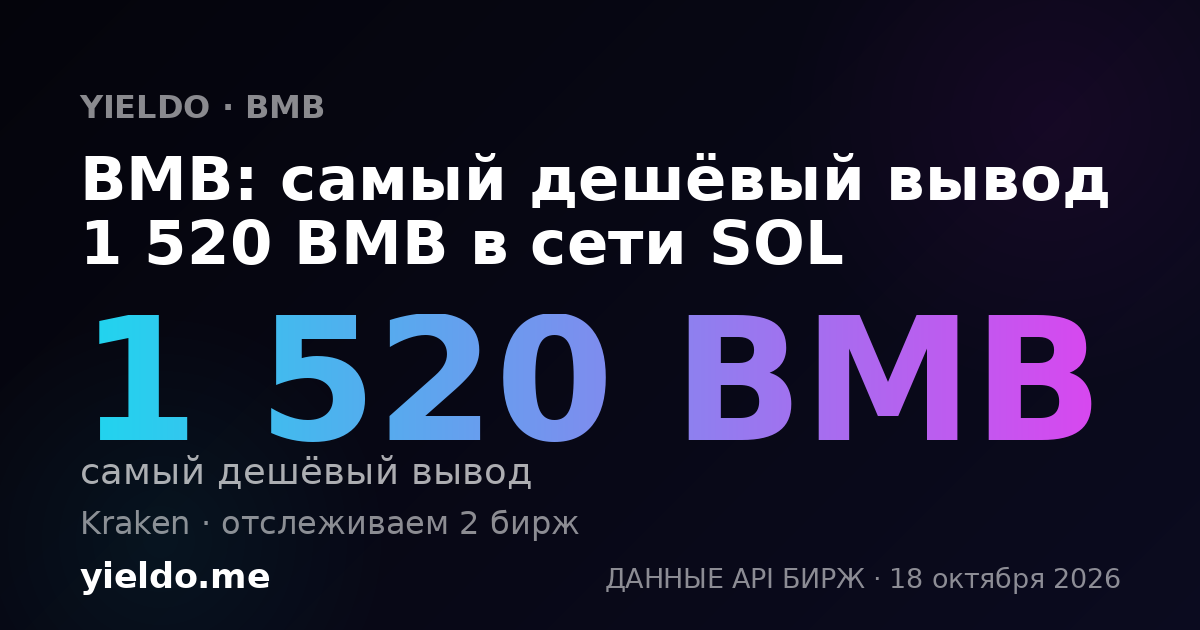 BMB: самый дешёвый вывод 1251.77 BMB в сети SOL