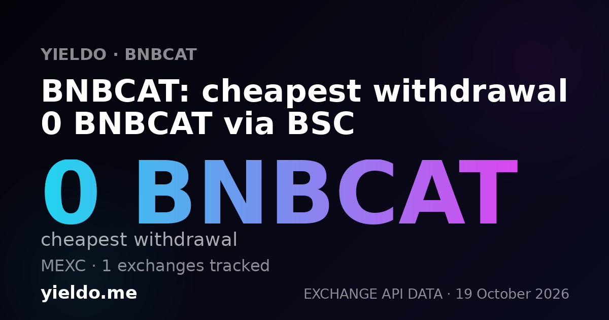 BNBCAT: cheapest withdrawal 0 BNBCAT via BSC