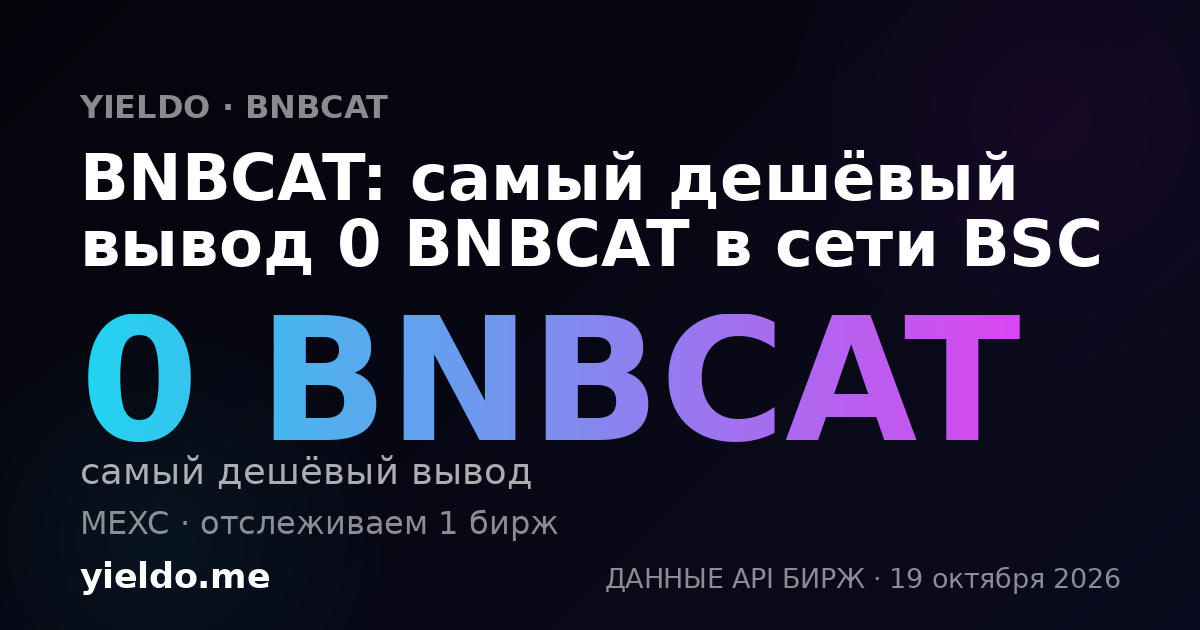 BNBCAT: самый дешёвый вывод 0 BNBCAT в сети BSC
