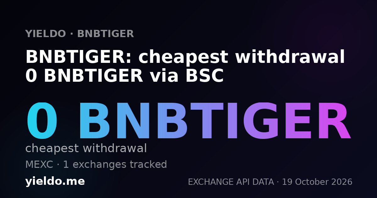 BNBTIGER: cheapest withdrawal 0 BNBTIGER via BSC