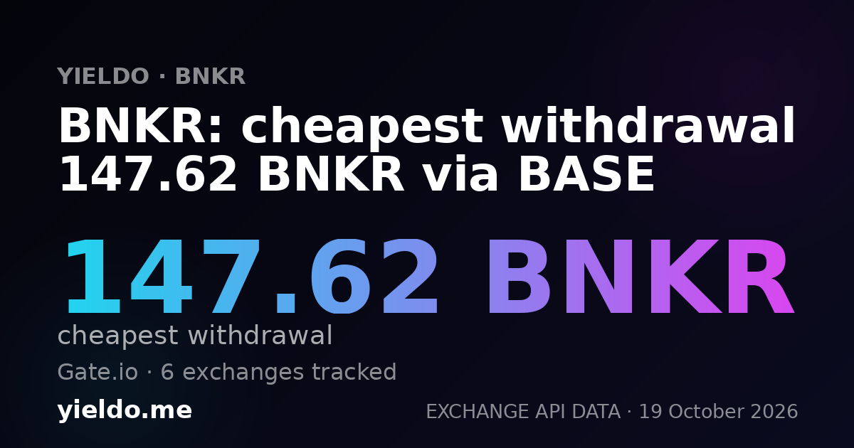 BNKR: cheapest withdrawal 147.62 BNKR via BASE