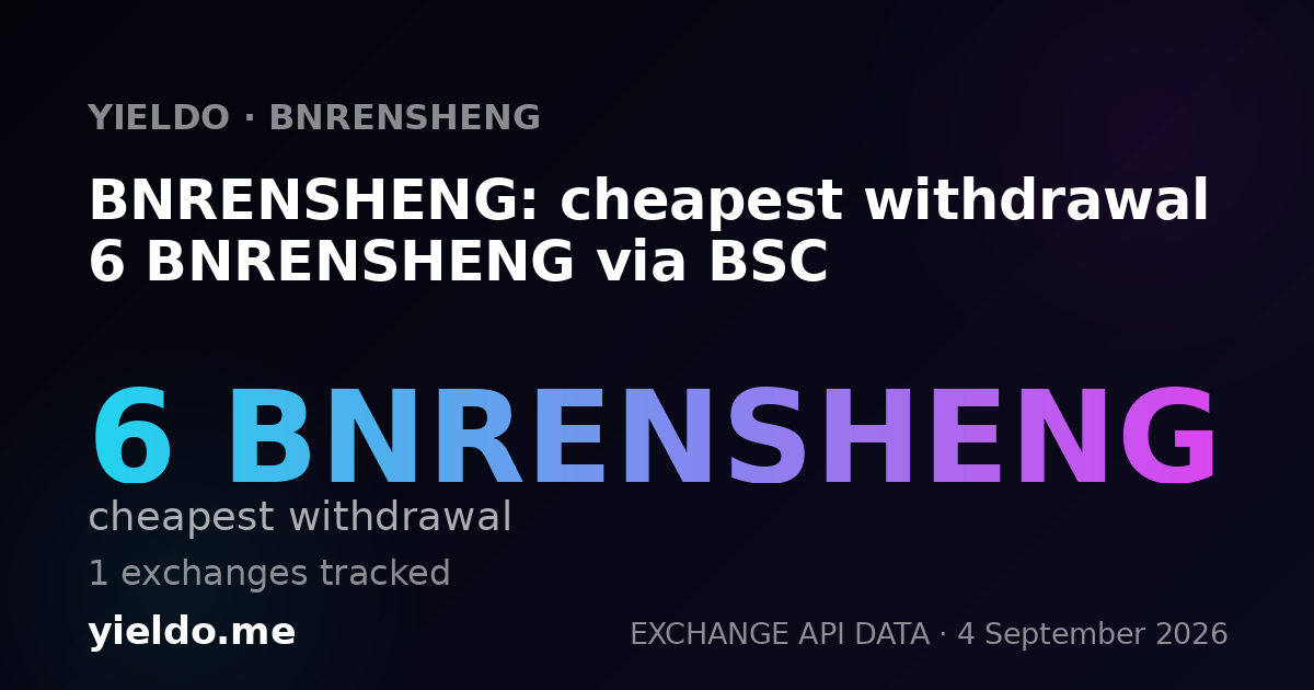 BNRENSHENG: cheapest withdrawal 6 BNRENSHENG via BSC