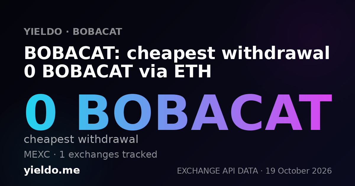 BOBACAT: cheapest withdrawal 0 BOBACAT via ETH