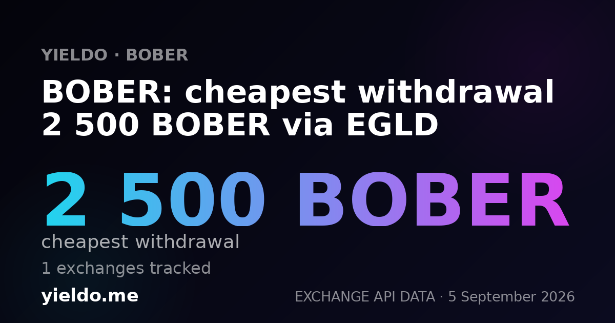 BOBER: cheapest withdrawal 2 500 BOBER via EGLD