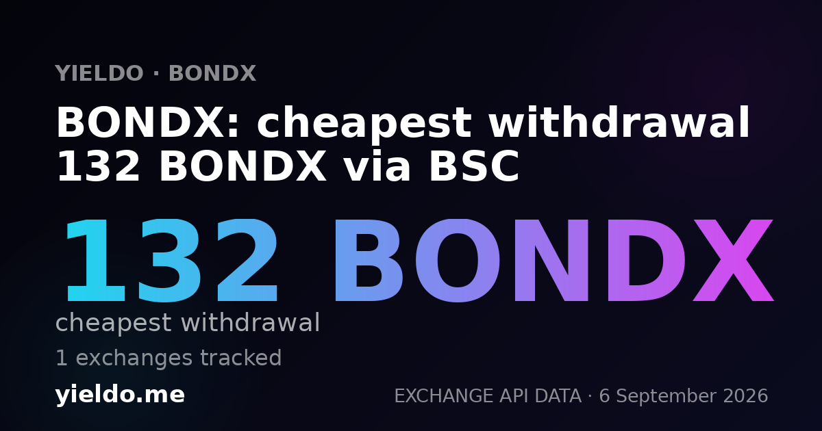 BONDX: cheapest withdrawal 132 BONDX via BSC