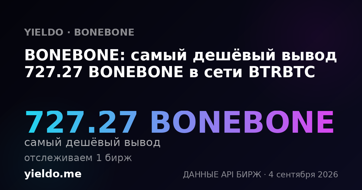 BONEBONE: самый дешёвый вывод 727.27 BONEBONE в сети BTRBTC