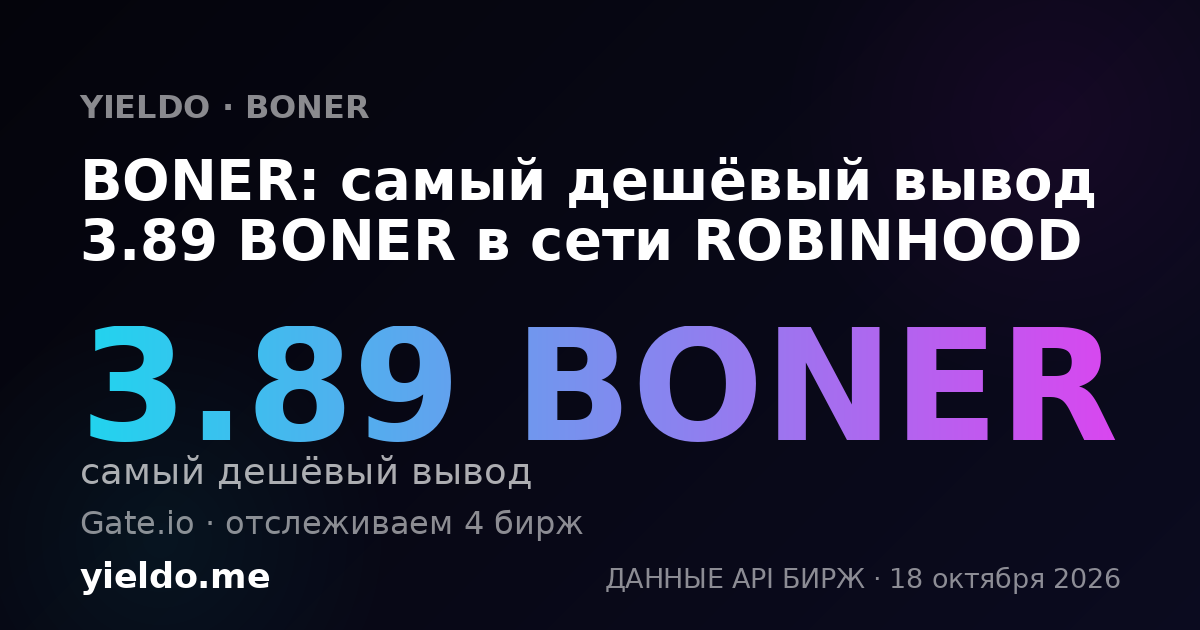 BONER: самый дешёвый вывод 3.89 BONER в сети ROBINHOOD