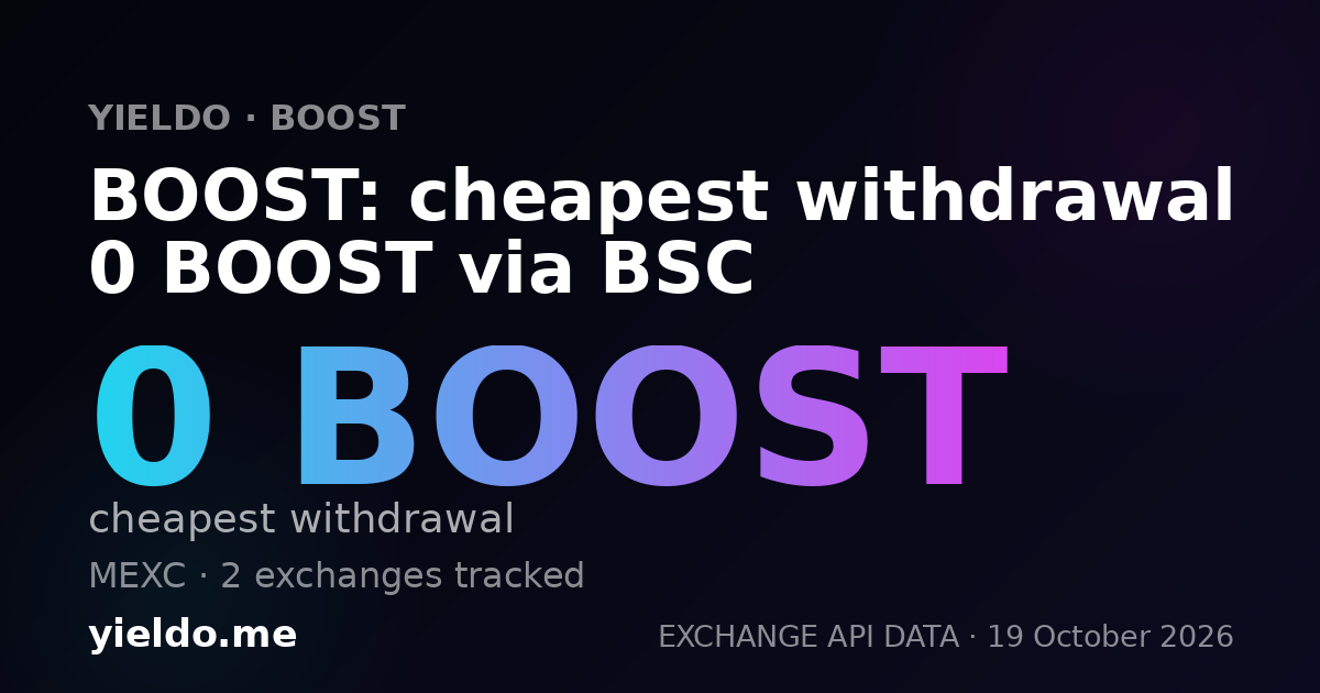 BOOST: cheapest withdrawal 0 BOOST via BSC