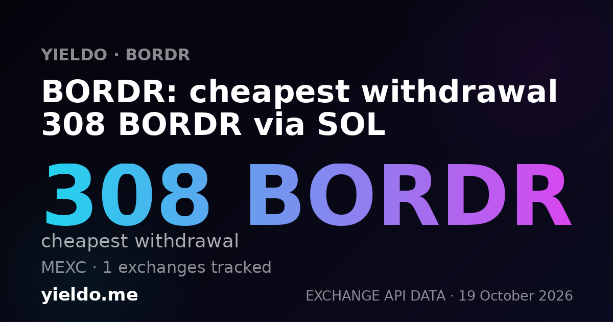 BORDR: cheapest withdrawal 302 BORDR via SOL