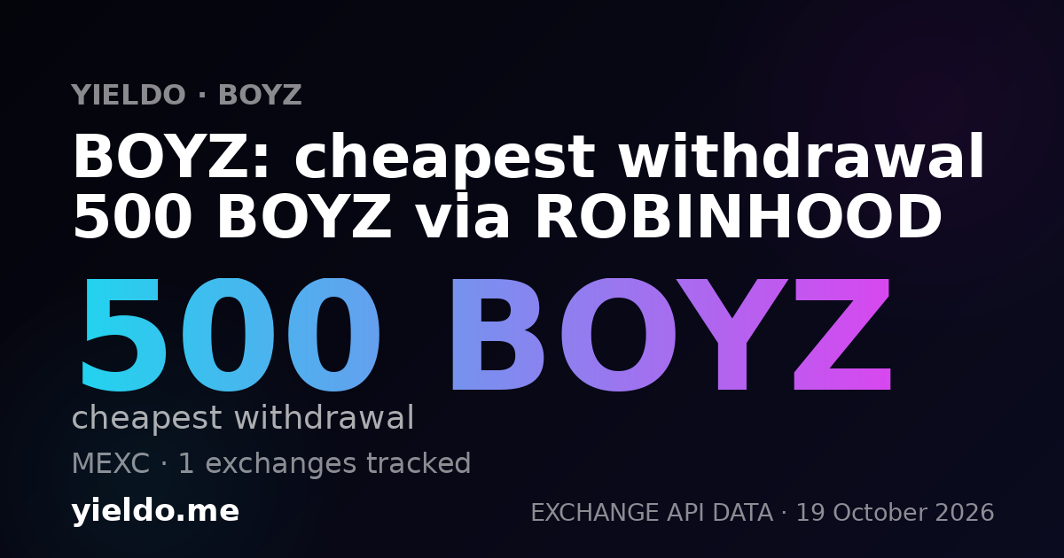 BOYZ: cheapest withdrawal 500 BOYZ via ROBINHOOD
