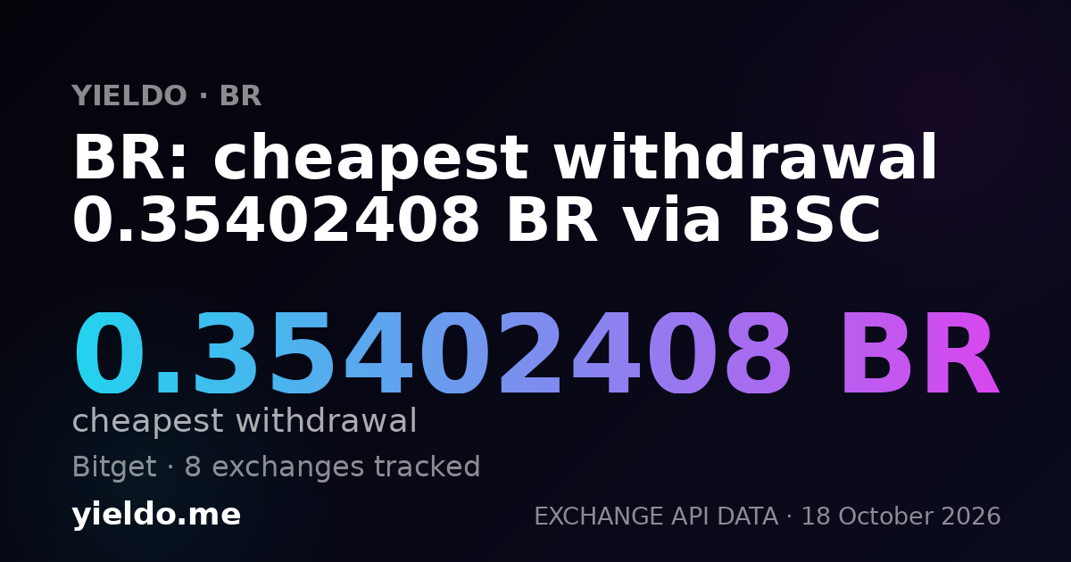 BR: cheapest withdrawal 0.35402408 BR via BSC