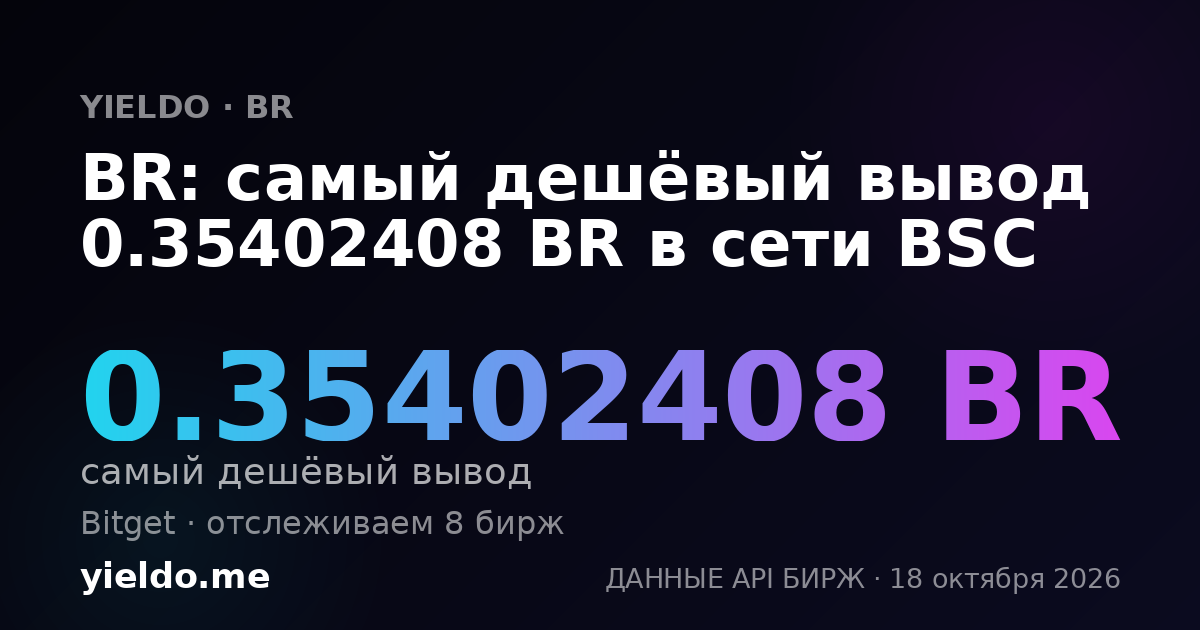 BR: самый дешёвый вывод 0.35402408 BR в сети BSC