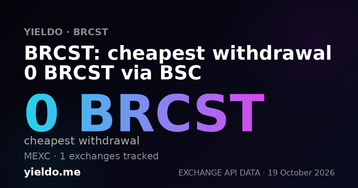 BRCST: cheapest withdrawal 0 BRCST via BSC