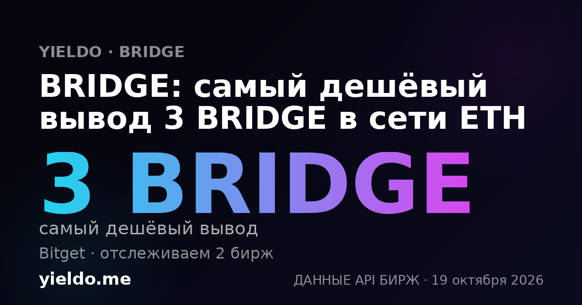 BRIDGE: самый дешёвый вывод 3 BRIDGE в сети ETH
