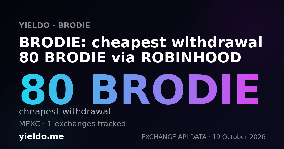 BRODIE: cheapest withdrawal 80 BRODIE via ROBINHOOD