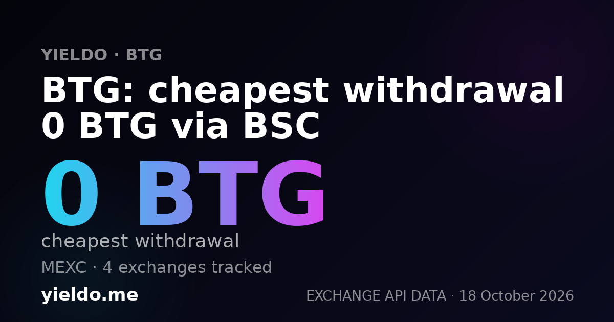 BTG: cheapest withdrawal 0 BTG via BSC