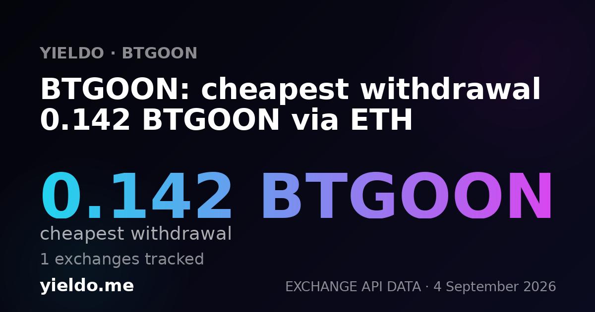 BTGOON: cheapest withdrawal 0.142 BTGOON via ETH