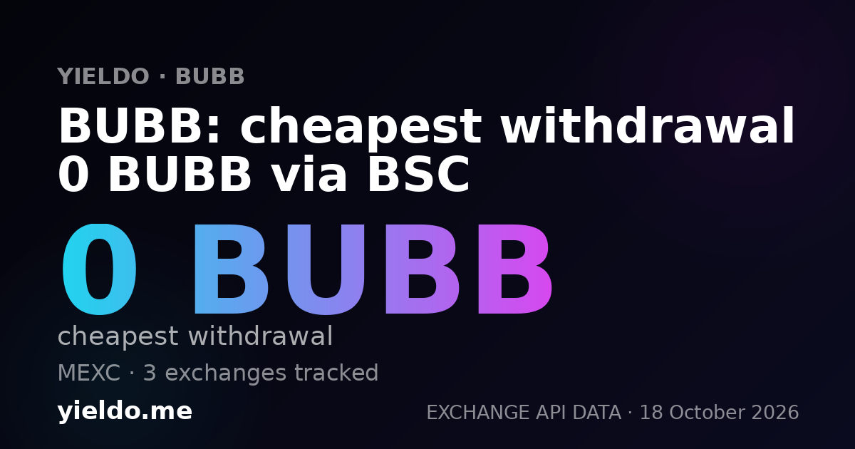 BUBB: cheapest withdrawal 0 BUBB via BSC