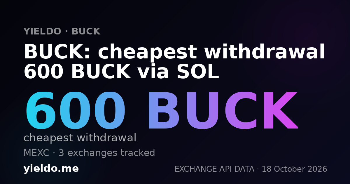 BUCK: cheapest withdrawal 600 BUCK via SOL