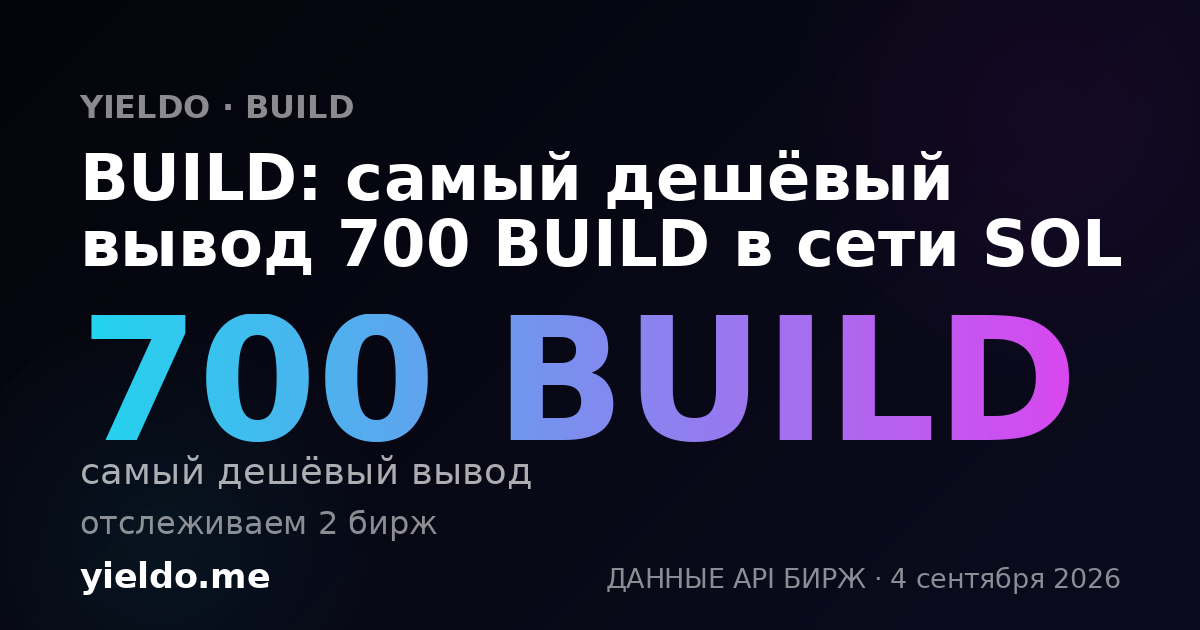 BUILD: самый дешёвый вывод 700 BUILD в сети SOL
