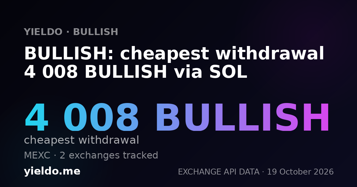 BULLISH: cheapest withdrawal 4 008 BULLISH via SOL