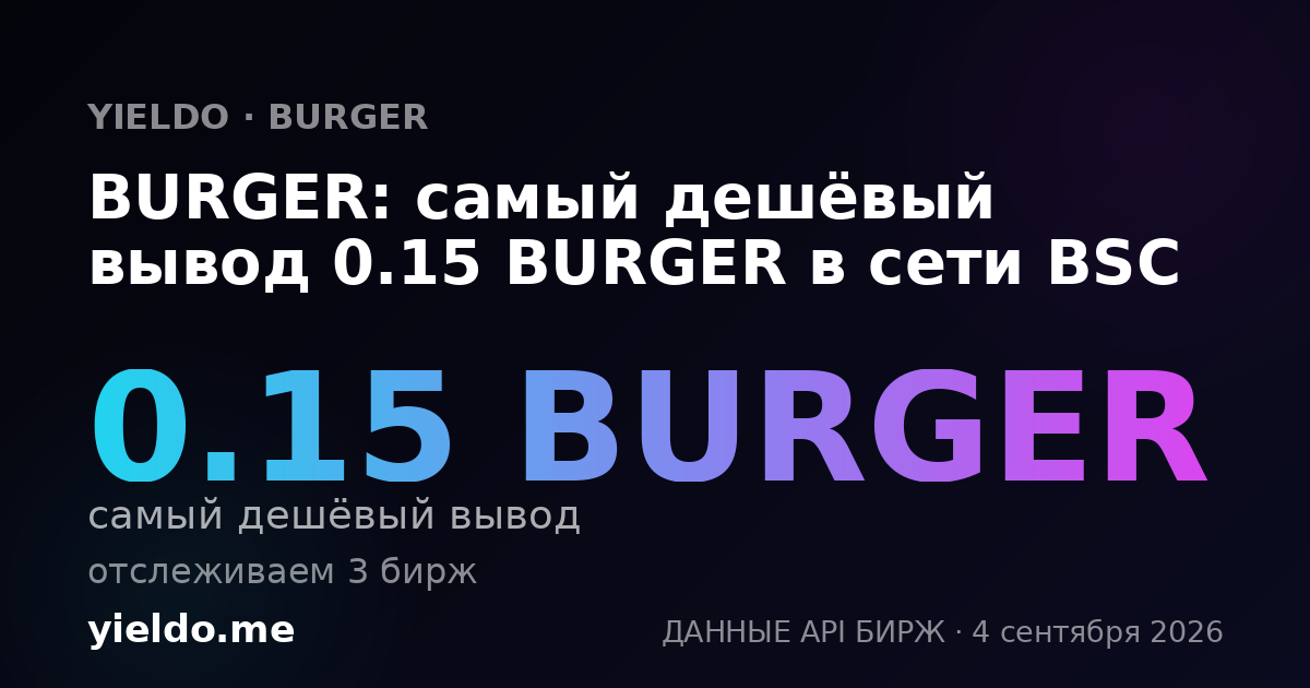 BURGER: самый дешёвый вывод 0.15 BURGER в сети BSC