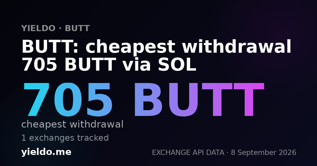BUTT: cheapest withdrawal 640 BUTT via SOL