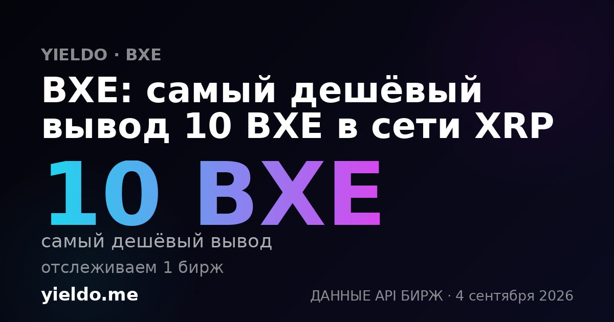 BXE: самый дешёвый вывод 10 BXE в сети XRP