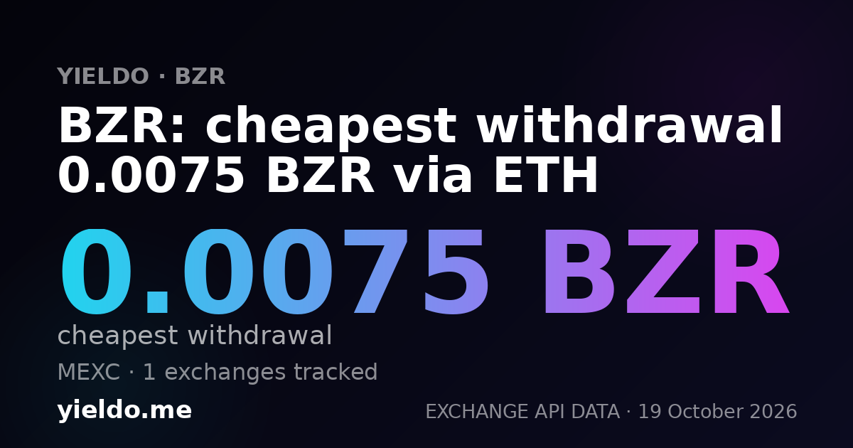 BZR: cheapest withdrawal 0.0075 BZR via ETH