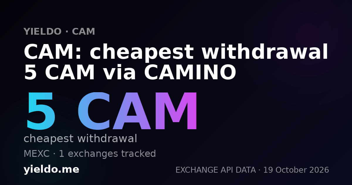 CAM: cheapest withdrawal 5 CAM via CAMINO