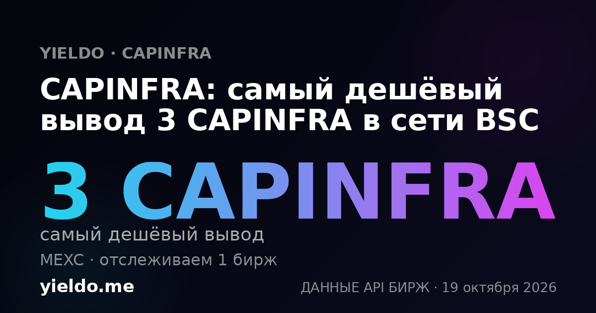 CAPINFRA: самый дешёвый вывод 3 CAPINFRA в сети BSC