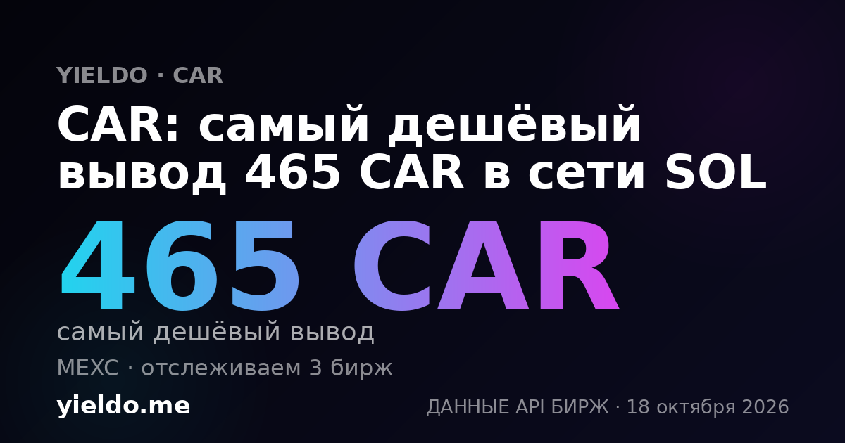 CAR: самый дешёвый вывод 465 CAR в сети SOL