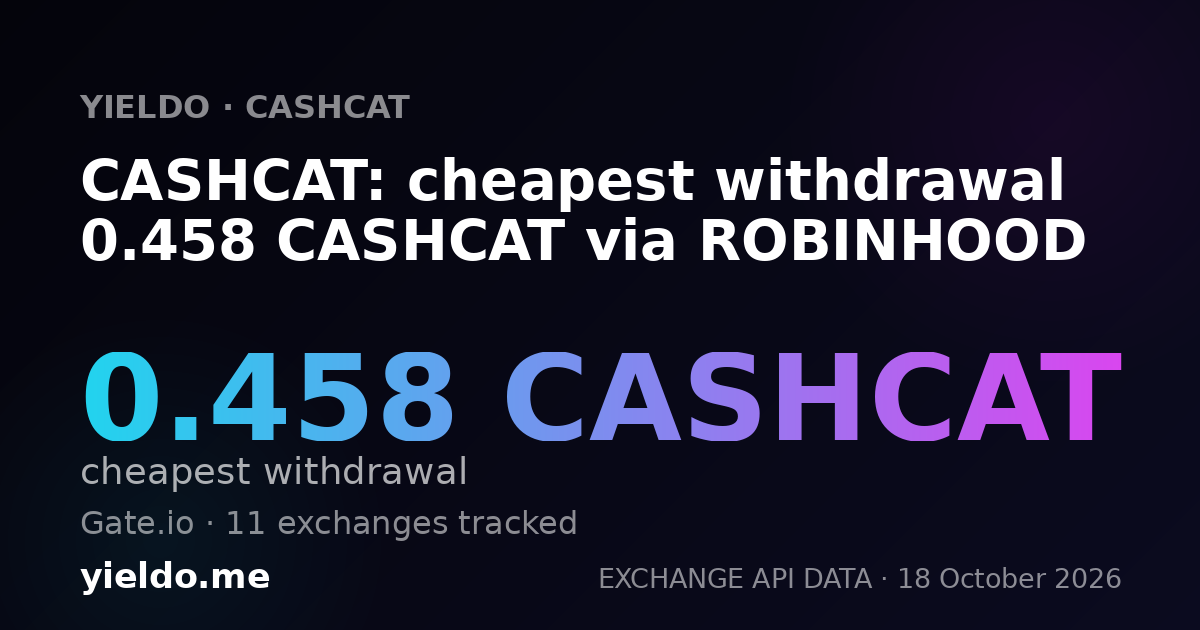 CASHCAT: cheapest withdrawal 0.458 CASHCAT via ROBINHOOD