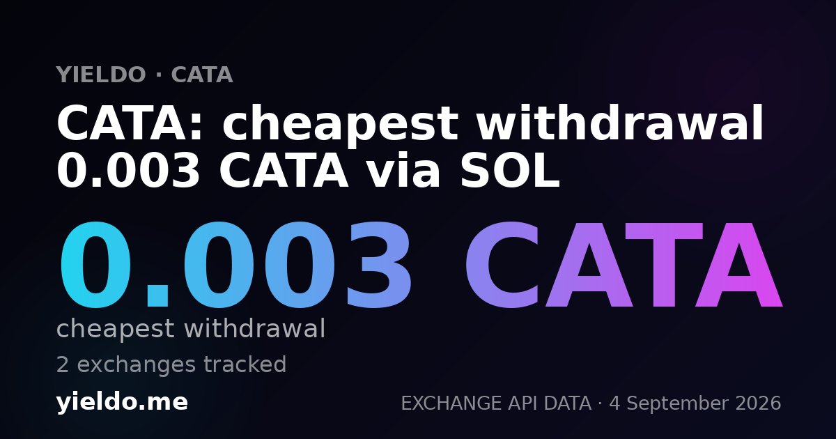CATA: cheapest withdrawal 0.003 CATA via SOL
