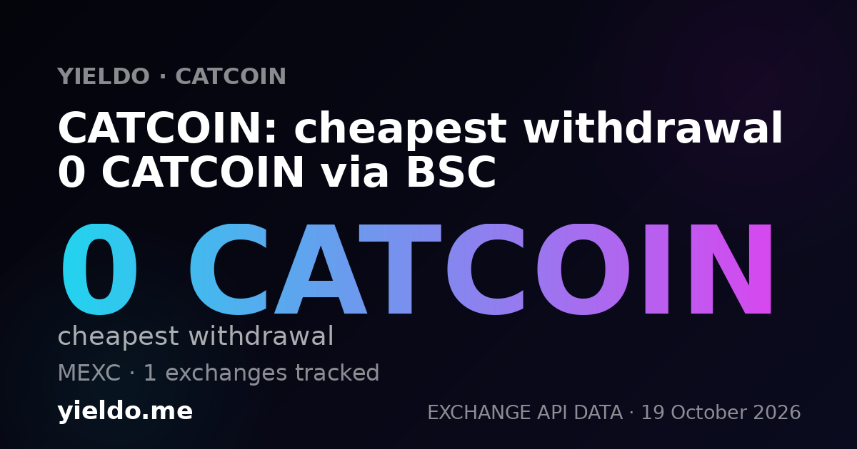CATCOIN: cheapest withdrawal 0 CATCOIN via BSC
